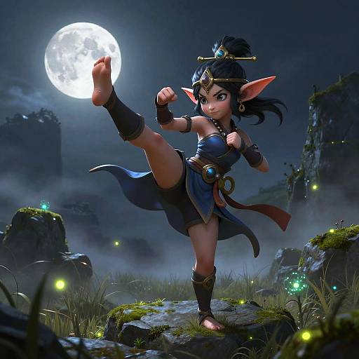 Moonlit Goblin Monk Spinning Kick