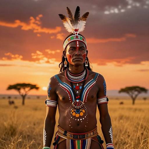 Caг±ari Tribal Warrior at Sunset