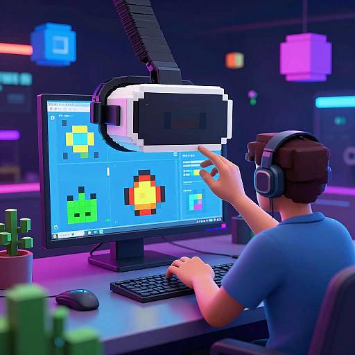 VR Sprite Maker with Neon Pixels