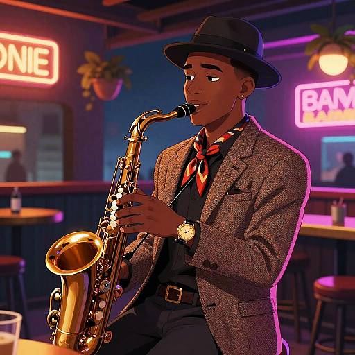 Chill Jazz Antihero on Neon Rooftop