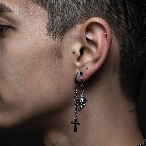 Gothic Ear Piercings with Chains