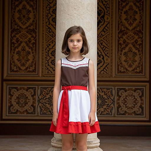 Young Girl by Ornate Pillar