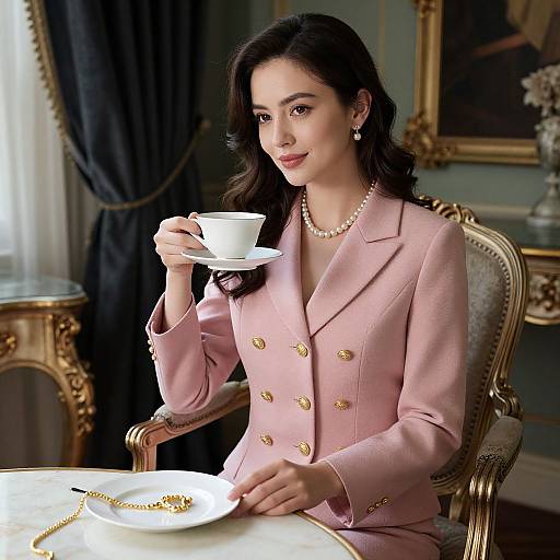 Elegant Woman in Vintage Room