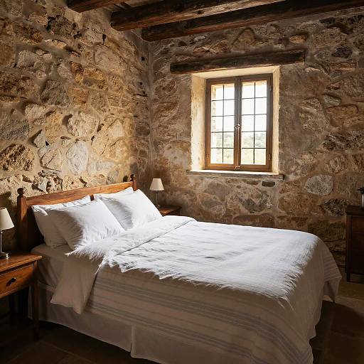 Rustic Cozy Bedroom with Stone Walls