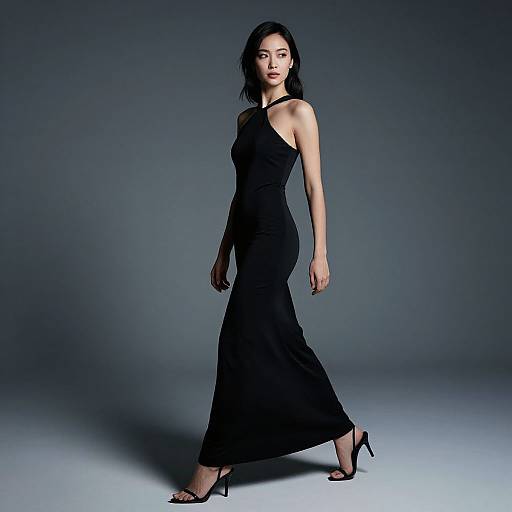Confident Woman in Sleek Evening Dress