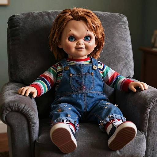 Venal Chucky Doll on Modern Recliner
