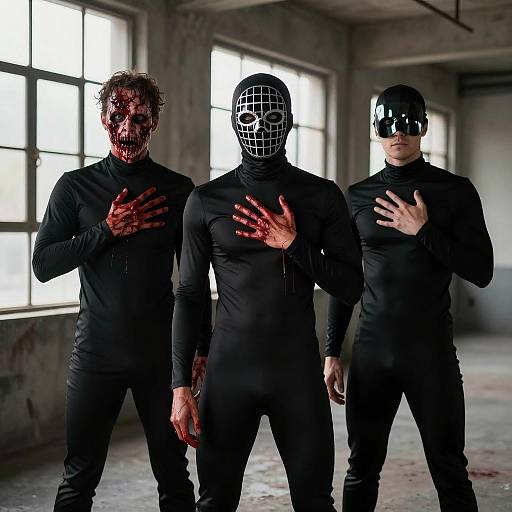 Mysterious Trio in Disturbing Costumes