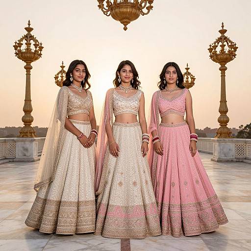 Elegant Girls in Lehenga at Sunset