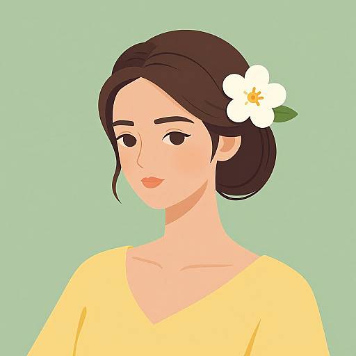 Woman with Flower Hairdo Illustration