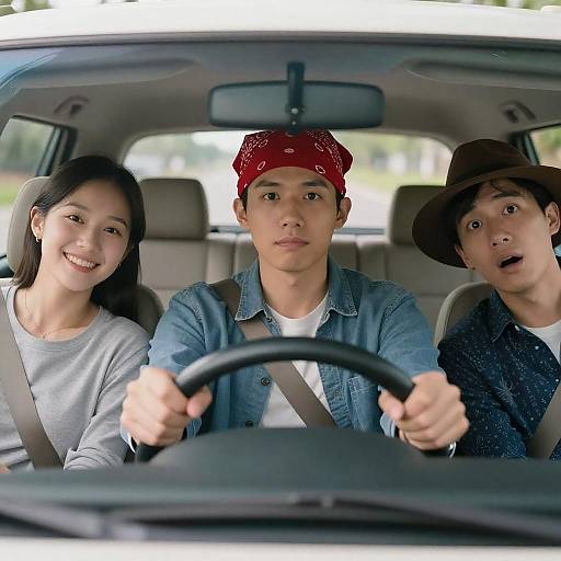 Three Friends in a Car Adventure
