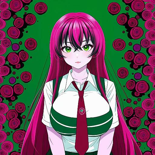 Illustration of Akashiya moka, rosario+vampire in the style of Less end