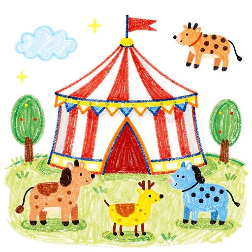 Magical Circus Kids' Crayon Drawing