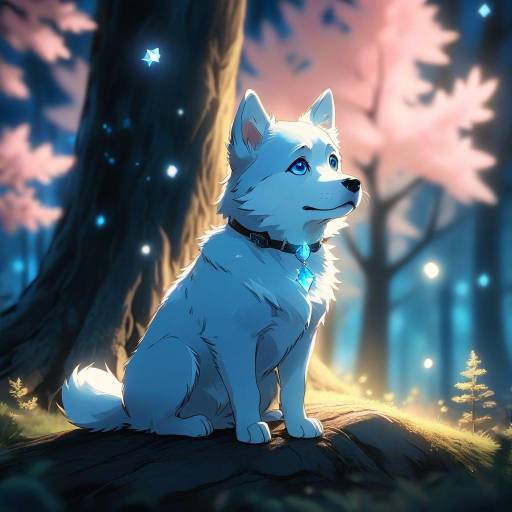 Whimsical Dog in a Blurry Forest