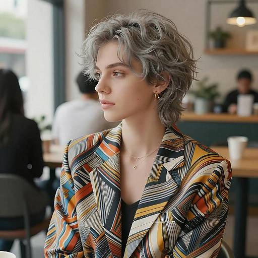 Ash Gray Hair Fashion Cafe Shoot