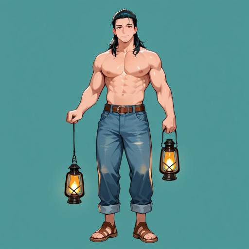 Bronzed Man with Lantern in Teal Bronzed Man with Lantern in Teal
