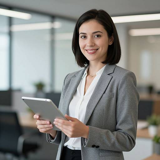Smiling Businesswoman with Tablet