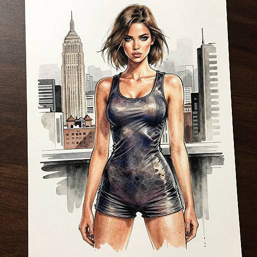 Urban Ink Wash Fashion Portrait