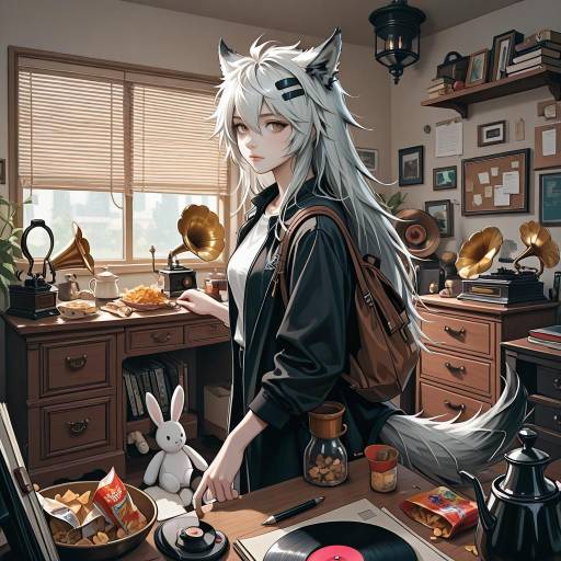 Cozy Indoor Scene with Wolf Girl