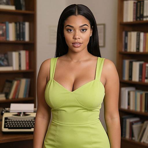 Confident Woman in Lime Green Dress