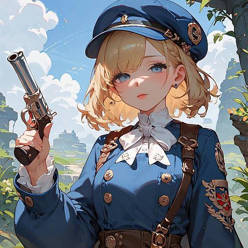 Anime Detective Girl with Revolver