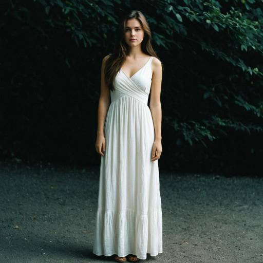Young Woman in White Maxi Dress Outdoors