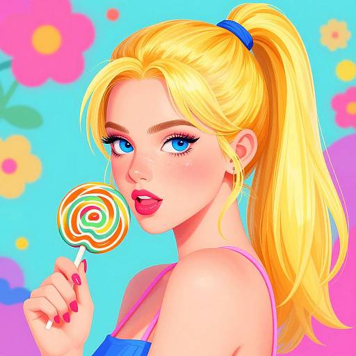 Vibrant Pop-Art Blonde Woman