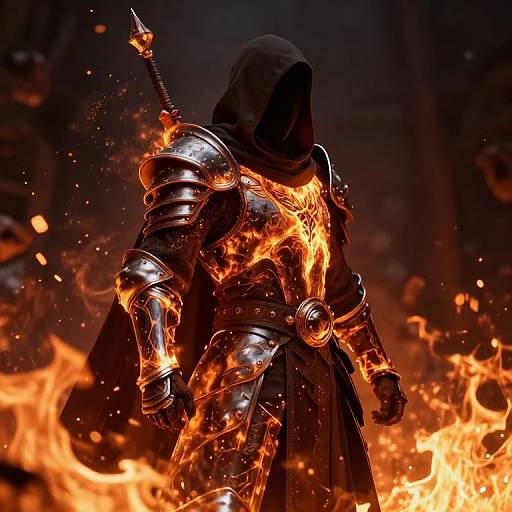 Cloaked Warrior in Molten Flames