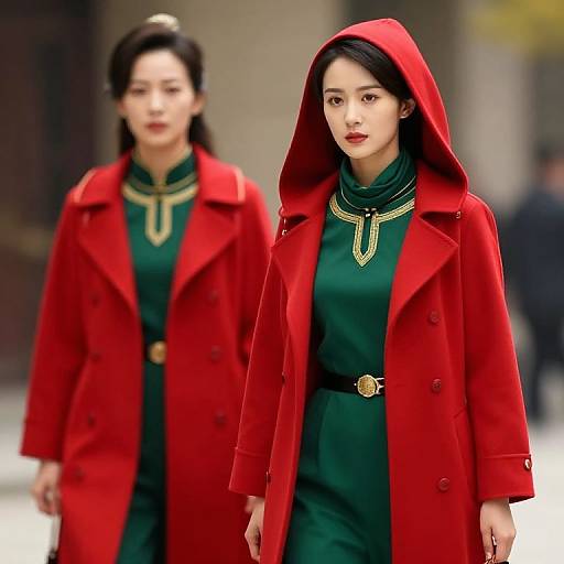 Elegant Woman in Red Coat