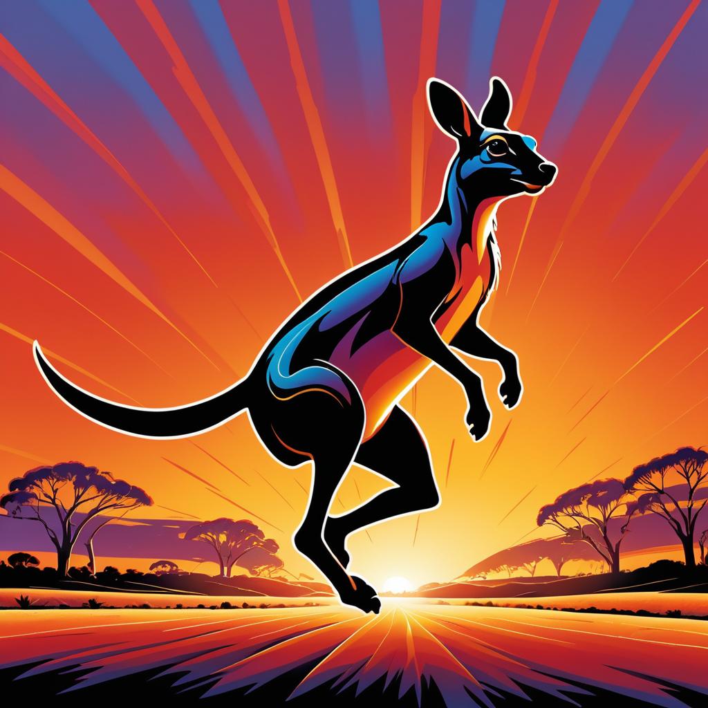 Fearless Kangaroo in Dramatic Outback Sunset