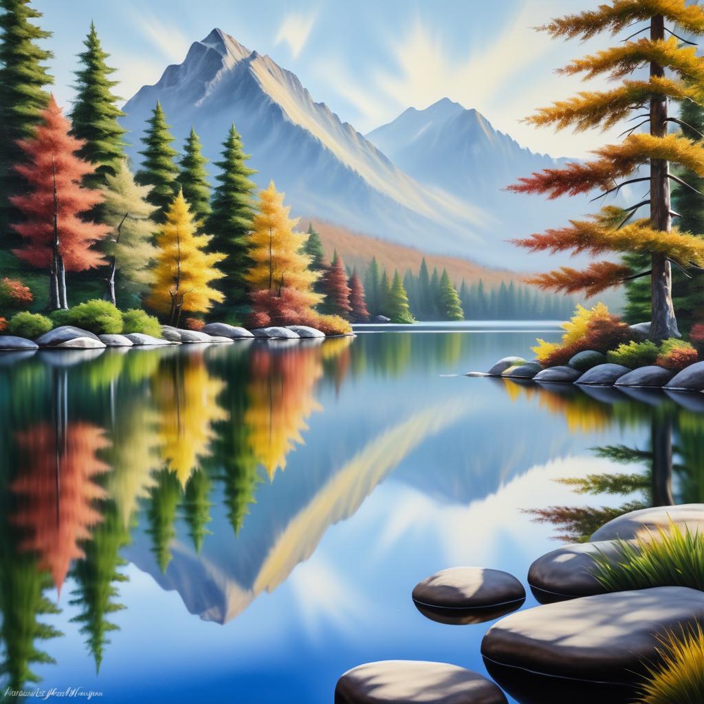 Tranquil Autumn Lake in Oil Paints