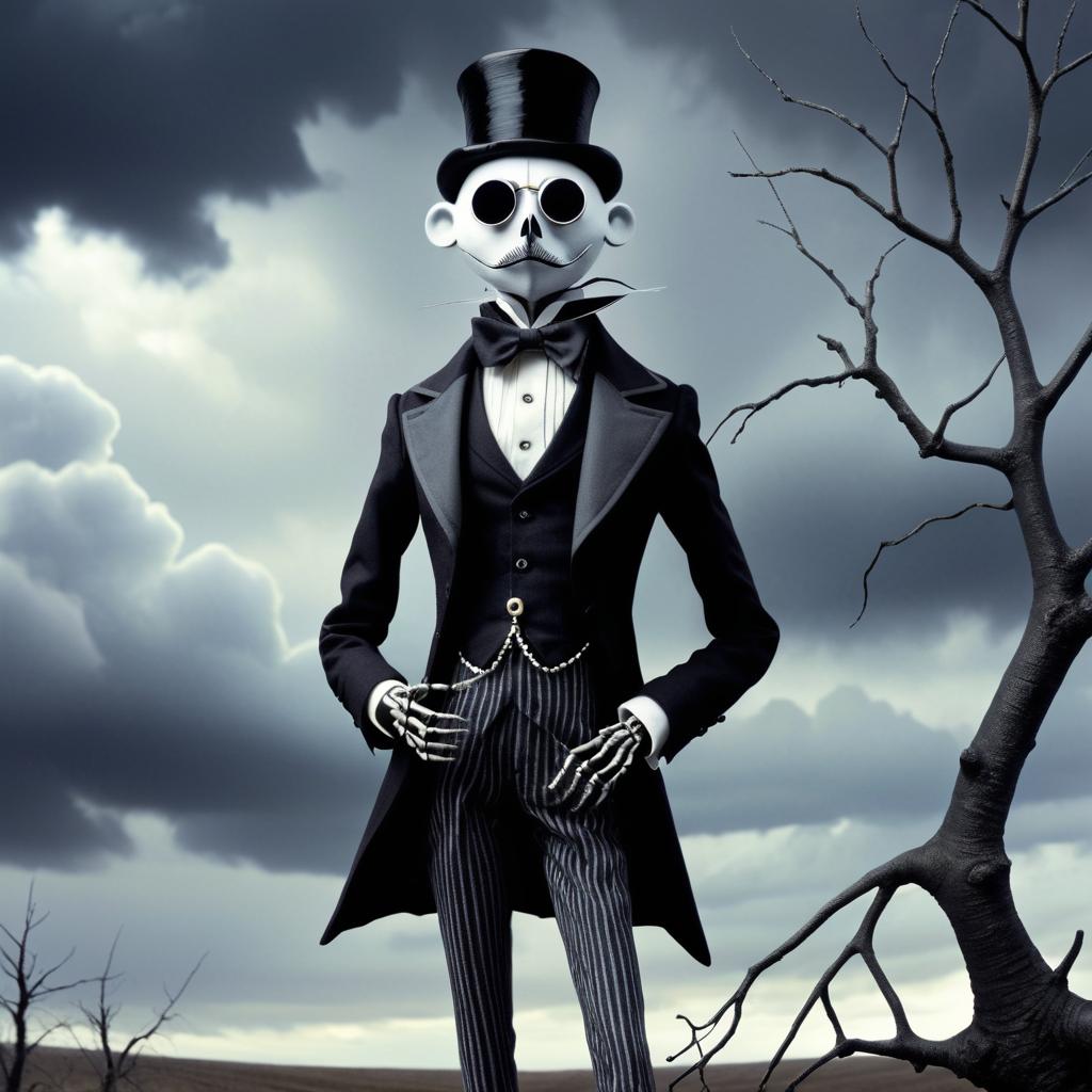 Eerie Puppet in Tim Burton Style Art