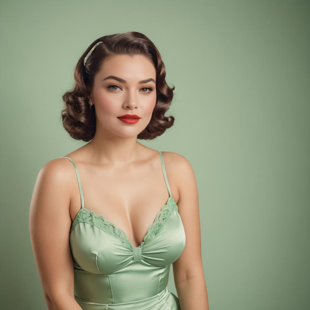 Retro Pin-Up Model in Vintage Lingerie