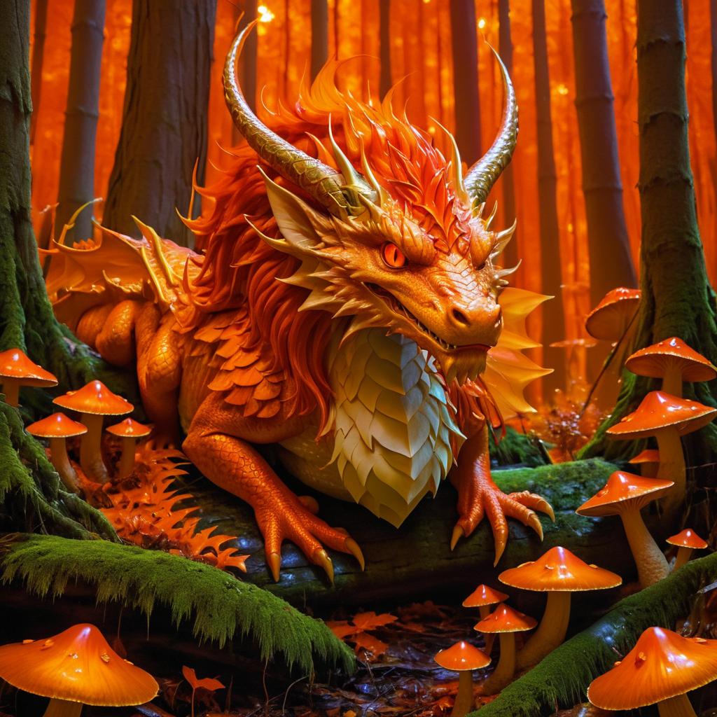 Fiery Orange-Haired Dragon in Forest