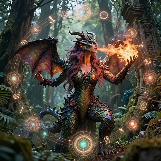 Half-Dragon Mage Casting Spell