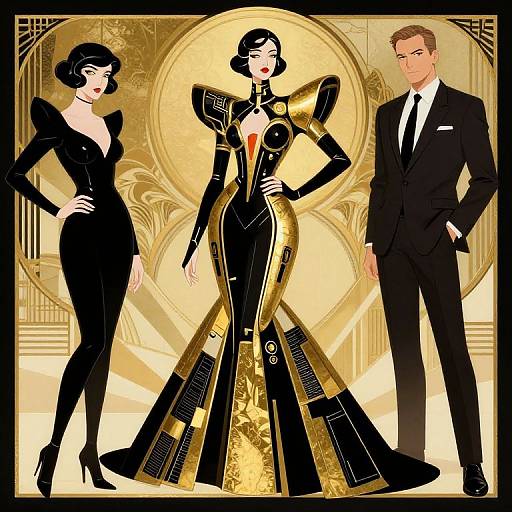 Futuristic Kintsugi Dress Illustration