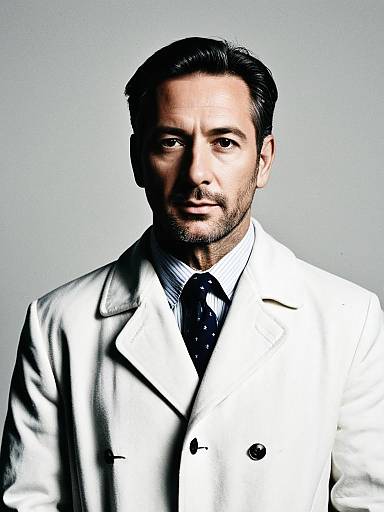 Man in White Coat Studio Portrait