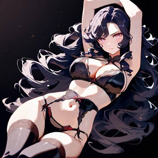 Intrepid Cowgirl in Alluring Black Lingerie