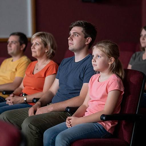 Family in Dimly Lit Theater