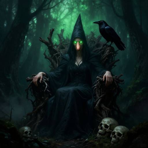 Witch on Twisted Throne in Dark Forest