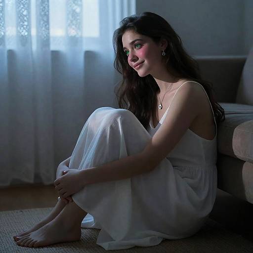 Aerith in Moonlit Living Room