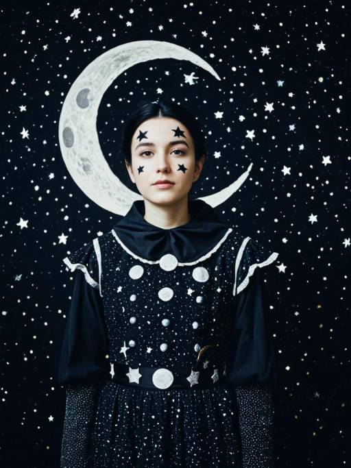 Woman in Stars and Moons Costume
