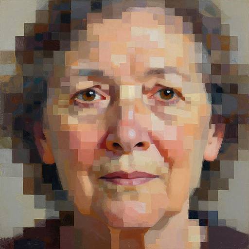 Pixelated Portrait of Elderly Woman