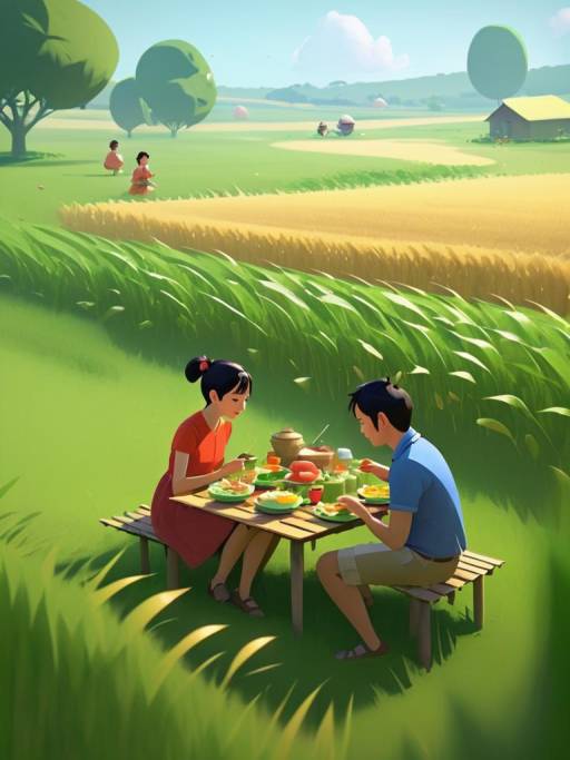 Vibrant Field Feast Illustration by Goro Fujita