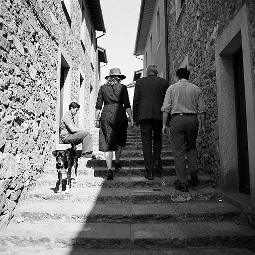 Elegant Street Scene in Black and White