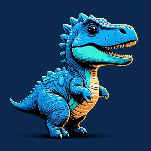 Cute Blue Dinosaur Illustration