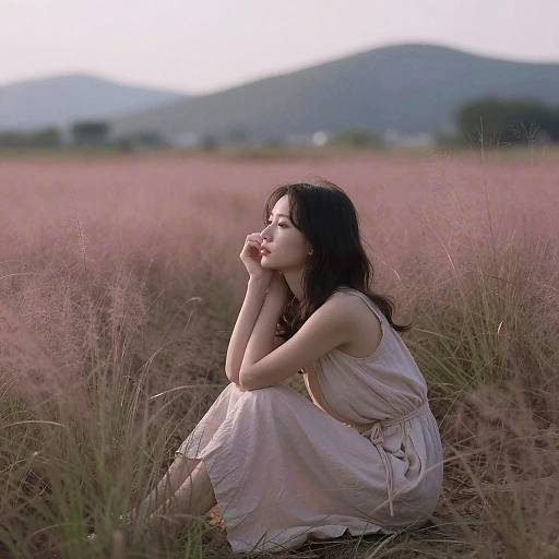 Ethereal Solitude in Dreamlike Grass