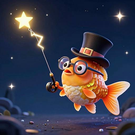Whimsical Goldfish Fishing Starlight
