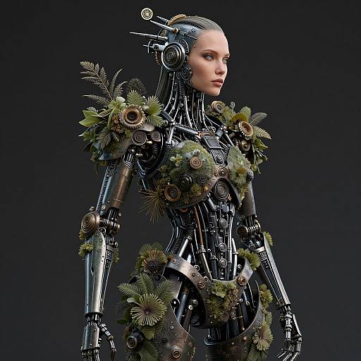 Biomechanical Cyberpunk Woman Robot
