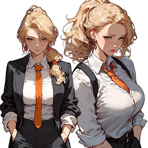 Mature Blonde Businesswoman Ponytail Portrait