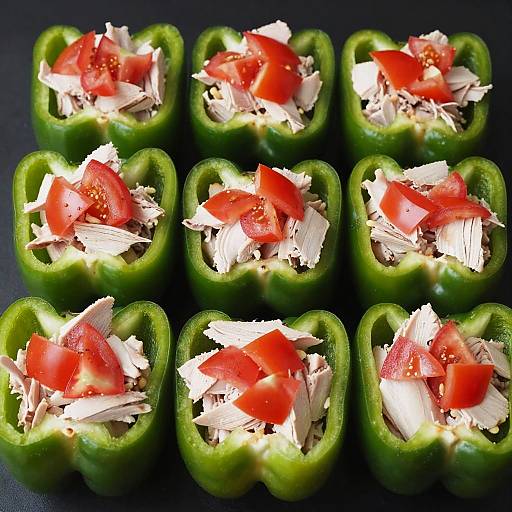 Stuffed Green Bell Peppers with Chicken and Tomato
